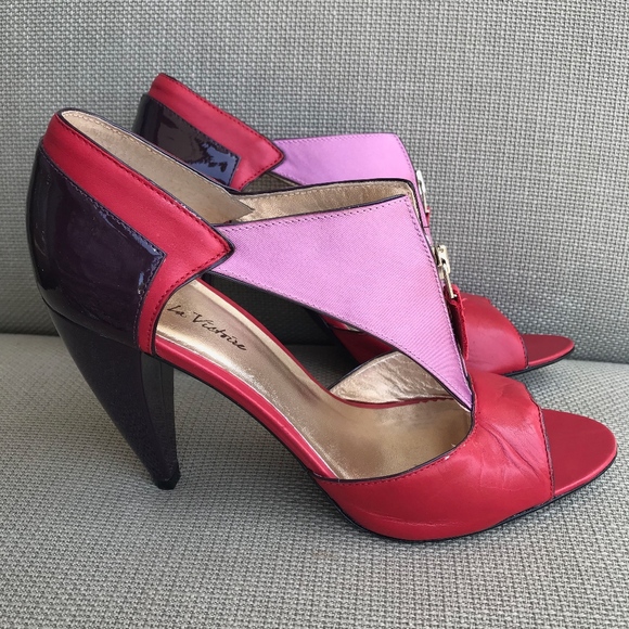 Pour La Victoire Red Pink Patent Heels - Picture 5 of 6